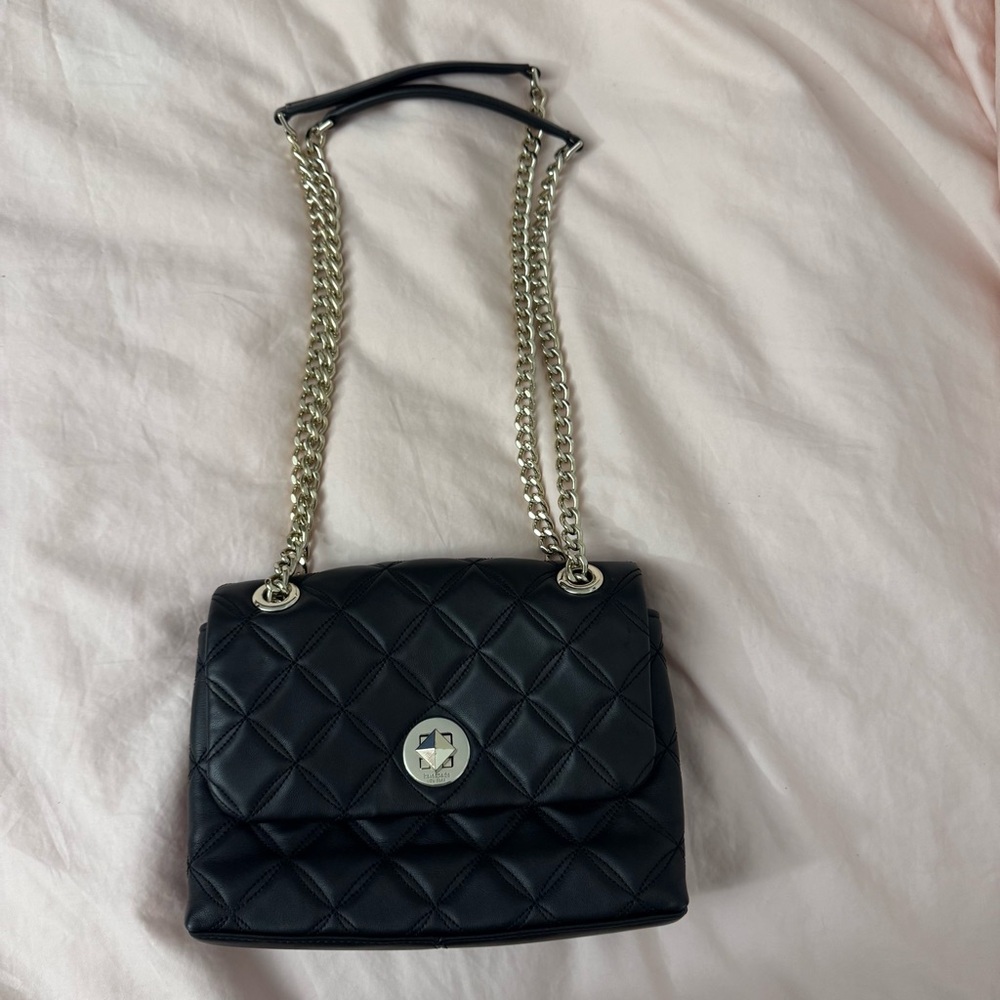 Kate Spade Black Quilted Chain Crossbody Shoulder Bag